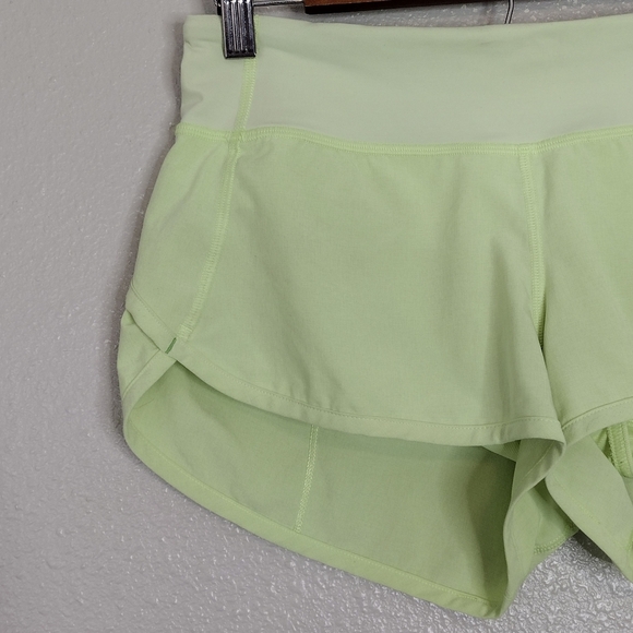 Lululemon Lime Green High-Rise Training Workout Running Athletic Shorts Sz 4 - Picture 3 of 16
